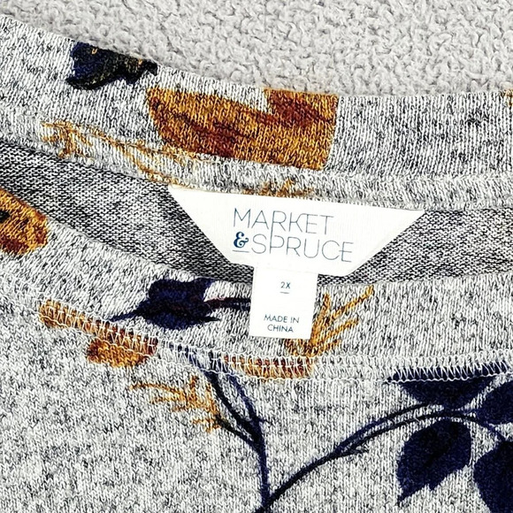 Market & Spruce Floral Print Pullover Knit Top Size 2X - Picture 4 of 7